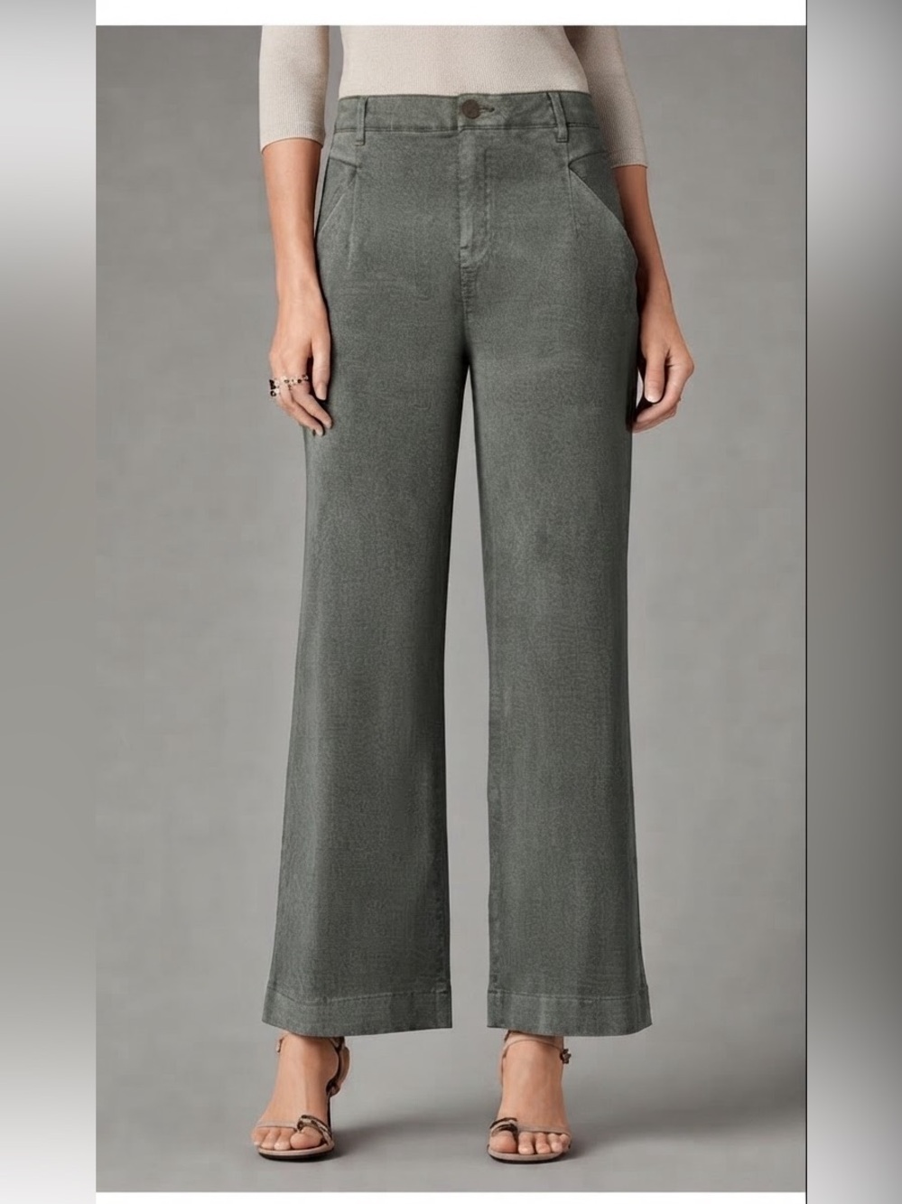 Wit & Wisdom High-Rise Wide-Leg Corduroy Pants in Sage